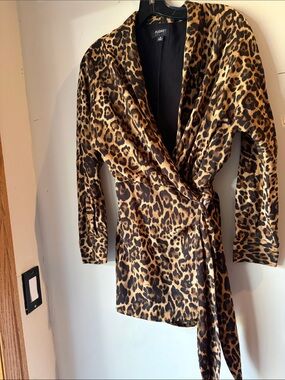 Audrey 3+1 Brown and Tan Leopard Wrap Top